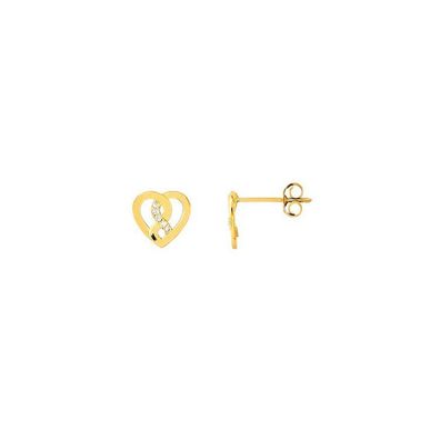 Ohrstecker - Gelbgold 375 9K - Herz 8,0 mm - Zirk