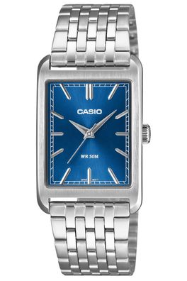 Casio R Uhr in Unisexgröße Quarz Edelstahl/Blau MTP-B215D-2AVE