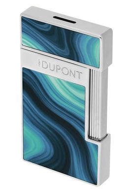 S.T. Dupont Feuerzeug Slimmy Geode Chromfarben/Blau 028035