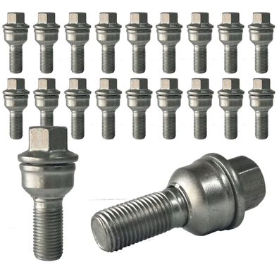 20x Radschrauben M14x1.5 30mm Kugelbund 2-teilig R14 Silber Für AUDI A8 4H A8 4H Long