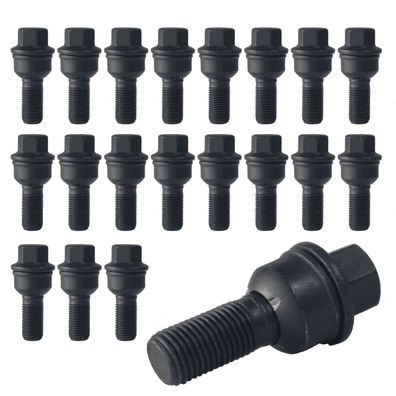20x Radschrauben M14x1.5 30mm Kugelbund 2-teilig R14 Schwarz Für AUDI A8 4H A8 4H