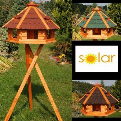 XXXL Premium Vogelhaus 70x45cm mit/ohne Solar/Ständer Futterhaus Vogelvilla
