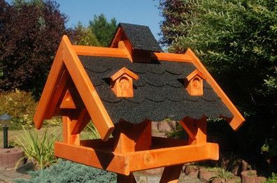 XL Luxus Vogelhaus dunkel Holz Futterhaus Vogelfutterhaus Vogelvilla Modell v2