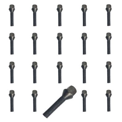 20x Radschrauben M14x1,25 60mm Kegelbund 60° Schwarz Für MINI Aceman E J05 SE Cooper