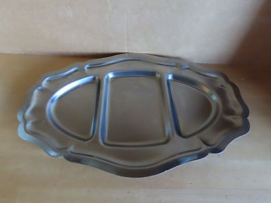 Servierplatte Metall oval mit 3 abgeteilten Fächern ca.38x25 cm