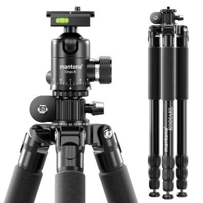 Mantona Kodiak L 284 + Onyx 8 Kugelkopf Set Stativkopf Fotostativ Aluminium