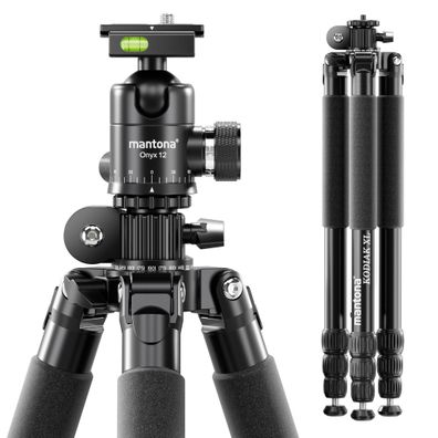 Mantona Kodiak XL 324 + Onyx 12 Kugelkopf Set Stativkopf Fotostativ Aluminium