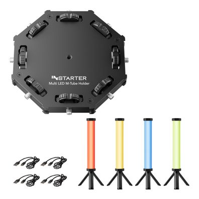 Instarter Spectar RGB LED Stab + Halterung 4er Set Studiolicht Multi Tube Holder