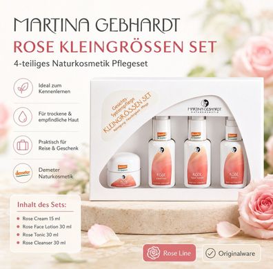 Martina Gebhardt Rose Kleingrößen Set - 4-teiliges Pflegeset für trockene Haut