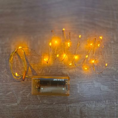 LED Mini-Lichterkette 20er Batteriebetrieb gelb-gold 725-40