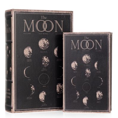 Buchhüllen Set „The Moon“ - 2-teilig - Mondphasen Design - Buchbox Geheimversteck - R