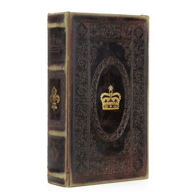 Buchhülle Vintage - Geheimversteck mit Krone & Fleur-de-Lis - Deko Buchbox für Schmuc