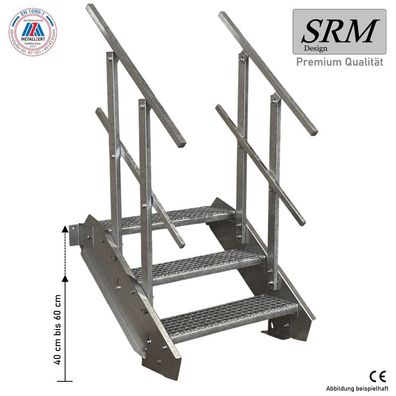 3 Stufen Stahltreppe Breite 60-160cm Geschosshöhe 40-60cm Geländer beidseitig