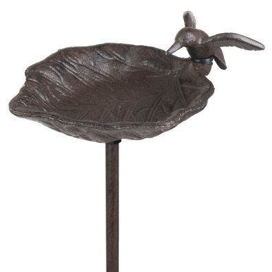 Moritz Vogeltränke Gusseisen 99 cm Gartenstecker Erdspieß antik braun Blattform Vogel