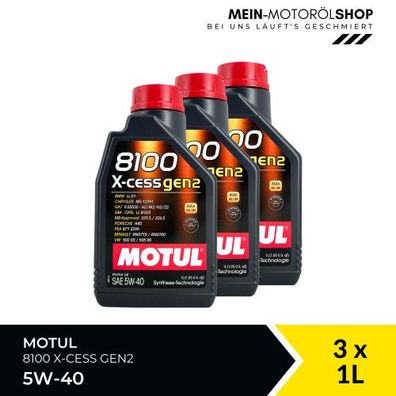 Motul 8100 X-cess GEN2 5W-40 3x1 Liter