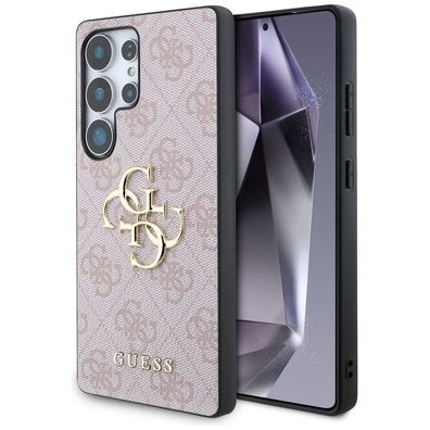 Handyhülle Galaxy S25 Ultra Guess Kunstleder rosa Logo goldfarben