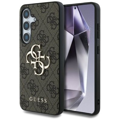 Handyhülle Galaxy S25 Plus Guess Kunstleder braun mit goldfarbenen Logo