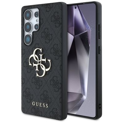 Handyhülle Galaxy S25 Ultra Guess Kunstleder grau Logo goldfarben