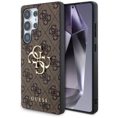 Handyhülle Galaxy S25 Ultra Guess Kunstleder braun Logo goldfarben