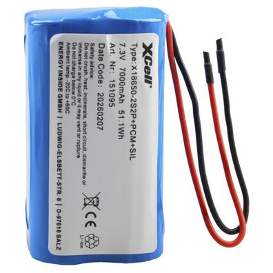XCell Li-Ion Akkupack 7,4V 7000mAh 2S2P – 18650 mit Litzen