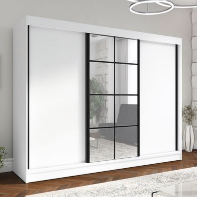 Schiebetürenschrank ORAVIA mit Spiegel - 200 cm Breite, moderner Kleiderschrank