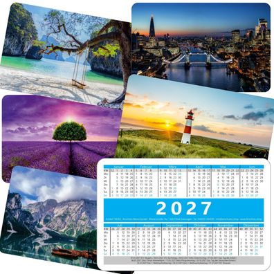 10x Minikalender 2027 Scheckkartenformat 85x55mm Taschenkalender für Hosentasche