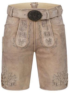 Lederhose Patrizio hellbraun mit Gürtel