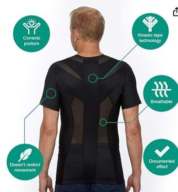 Körperhaltung Shirt Herren schwarz Größe M/L