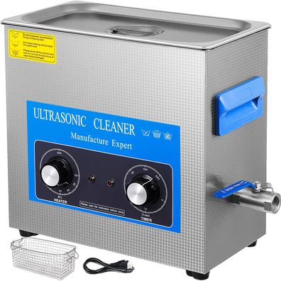 VEVOR Ultraschallreiniger 6,5 l 40 kHz Edelstahl mit Heizung Timer