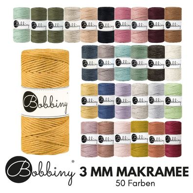 Bobbiny Makramee-Schnur, 3 mm, einlagig, 100 % recycelte Baumwolle, 100 m