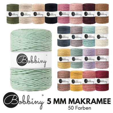 Bobbiny XXL Makramee-Schnur, 5 mm, einlagig, 100 % recycelte Baumwolle
