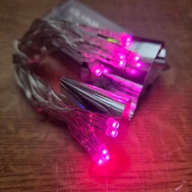 Micro LED Lichterkette 10er Batteriebetrieb pink 725-25