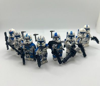 8x Custom 501st Lego Captain Rex Minifiguren Star Wars Clone Wars Set Bausteine