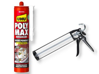 UHU PolyMax Vorteilsset | Sofort Power 440 g weiß | inkl. Kartuschenpresse |