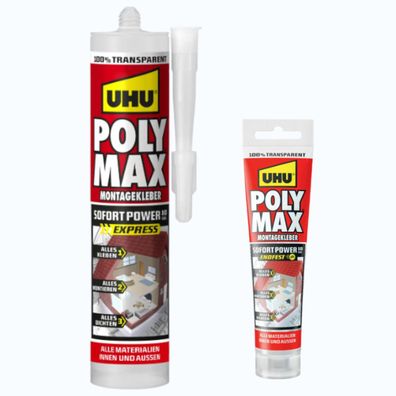 UHU PolyMax Montagekleber Sofort Power transparent Veschiedene Ausführun