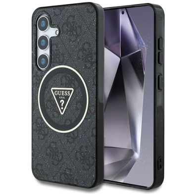 Handyhülle Galaxy S25 Plus Guess Kunststoff glitzernd Muster grau Magsafe