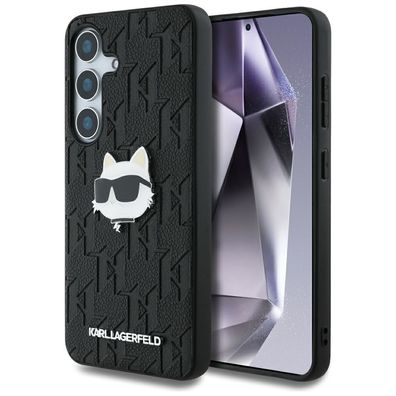 Handyhülle Galaxy S25 Karl Lagerfeld Kunststoff schwarz Katze Logo Metall