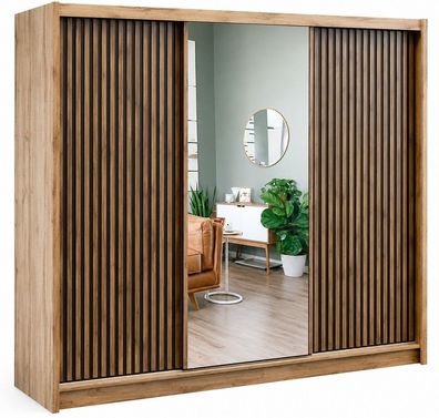 Kleiderschrank LONDON 250 cm, Schrank, Garderobe, Spiegel, Ohne Spiegel