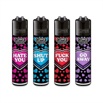 Clipper Reibradfeuerzeuge Kiss me #3 - 4 Stück