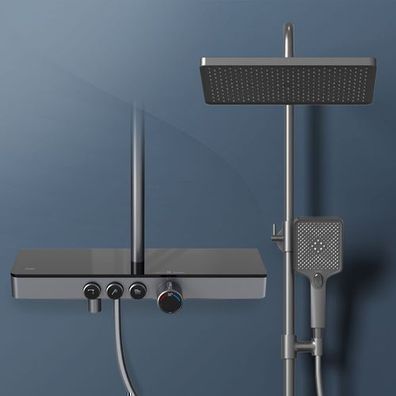 EMKE Duschsystem Mit Thermostat Gunmetal Grau Duscharmatur Duschset Kopfbrause Dusche