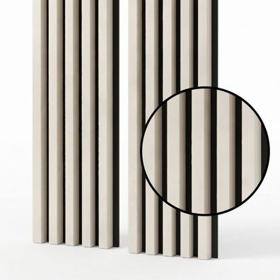 Akustikpaneele 53x240 cm Kaschmir - Lamellen auf schwarzer HDF-Platte