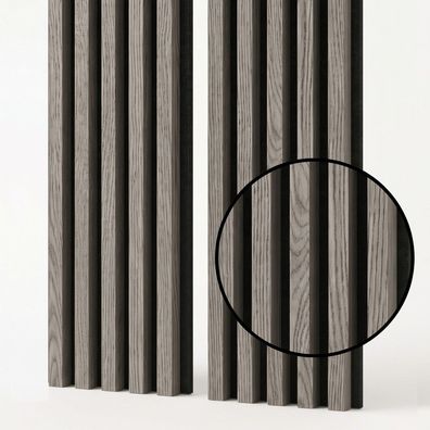 Akustikpaneele 53x240 cm Lärche Grau - Lamellen auf schwarzer HDF-Platte
