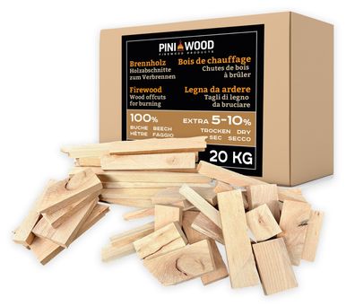 Brennholz 100% Buche kamergetroknet Holzabschnitte Feuerholz 20 kg
