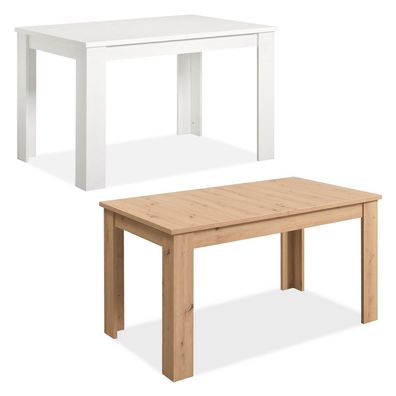Esstisch ausziehbar 120x80 cm Weiß oder Artisan Eiche Wohnzimmertisch Holz Küchent