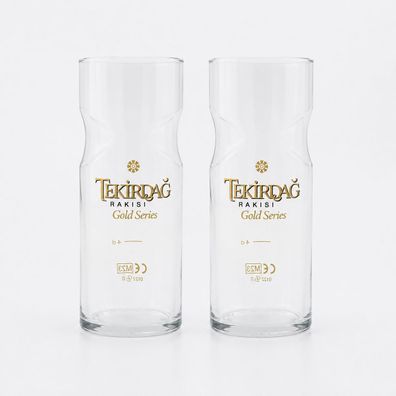 Tekirda- Rakisi Gold Series Glas 2er Set - Original Raki Gläser mit Gold Logo |