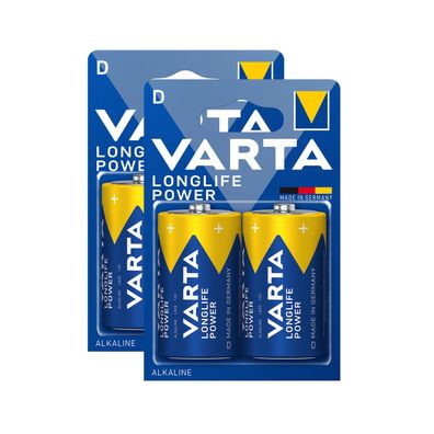 2x 2er Blister Varta Batterien Mono D LR20 MN1300 4920 Longlife Power Batterie