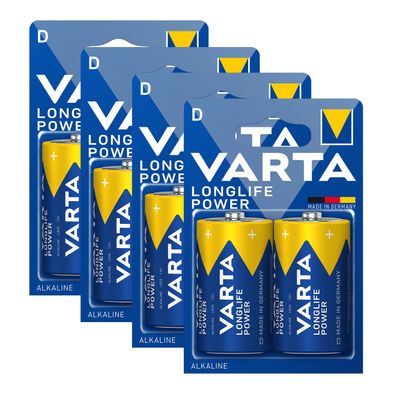 4x 2er Blister Varta Batterien Mono D LR20 MN1300 4920 Longlife Power Batterie