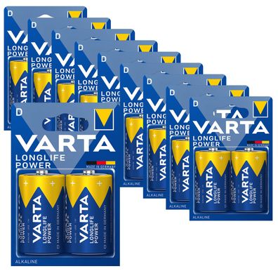 10x 2er Blister Varta Batterien Mono D LR20 MN1300 4920 Longlife Power Batterie