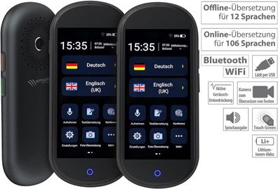 NEU 2er Set Mobiler Echtzeit Sprachübersetzer 106 Sprachen 4G WLAN für Business