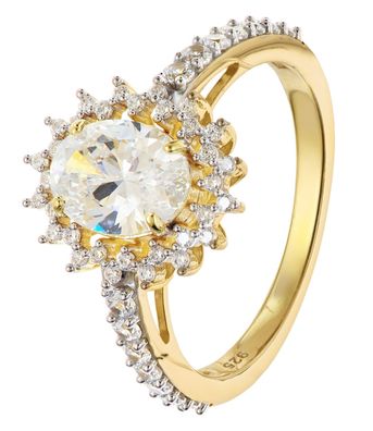 trendor Schmuck Damenring 925 Silber Vergoldet mit Zirkonia 21902